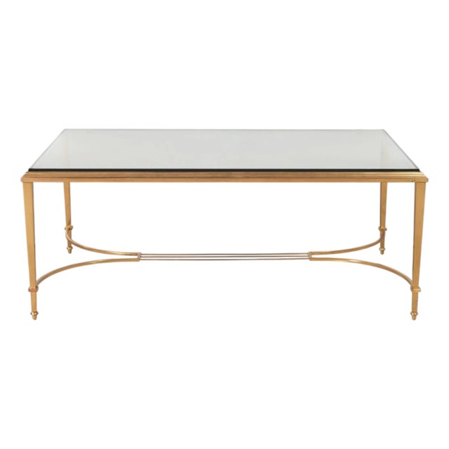 Maison Jansen Style Neoclassical Bronze Glass Cocktail Table For Sale