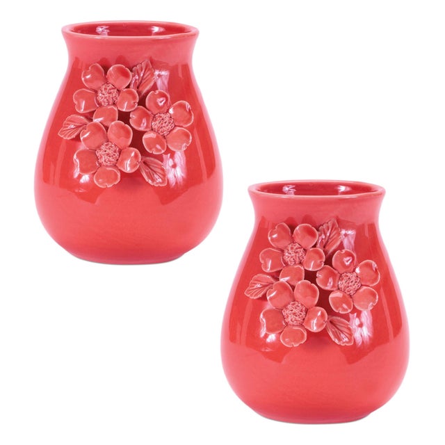 Rustic Storeware Vase with Floral Accent (Set of 2) For Sale - Image 3 of 3