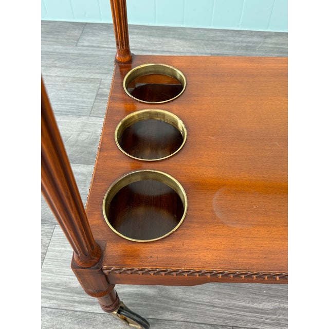 1960s Mid-Century French Bar Cart in Decorated Wood and Glass Top, 1960s For Sale - Image 5 of 15