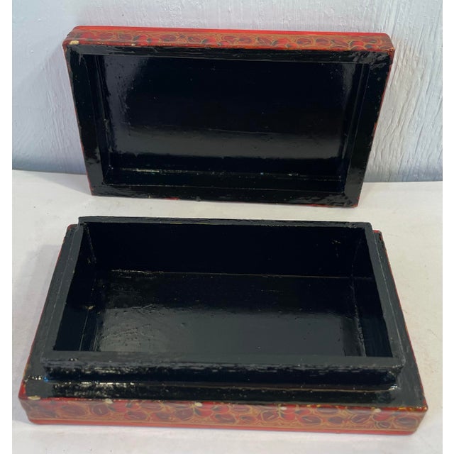 Vintage Wooden Painted Laquered Trinket Box For Sale - Image 4 of 8