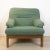 Beech wood armchair in walnut color with bottle green upholstered cushions, manufactured in Spain in the 1970's.