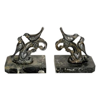Bookends with Brass Birds and Marble Bases, 19th Century, Set of 2 For Sale