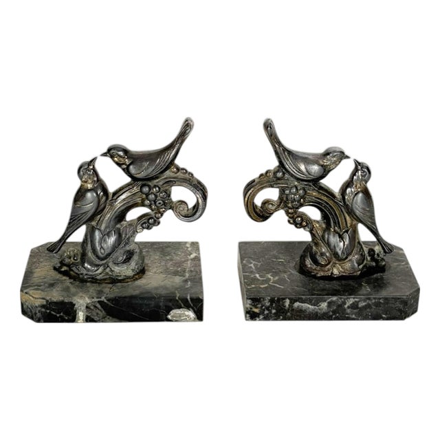 Bookends with Brass Birds and Marble Bases, 19th Century, Set of 2 For Sale