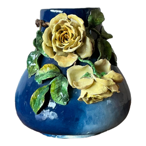 Vintage Regency French Majolica Roses Vase