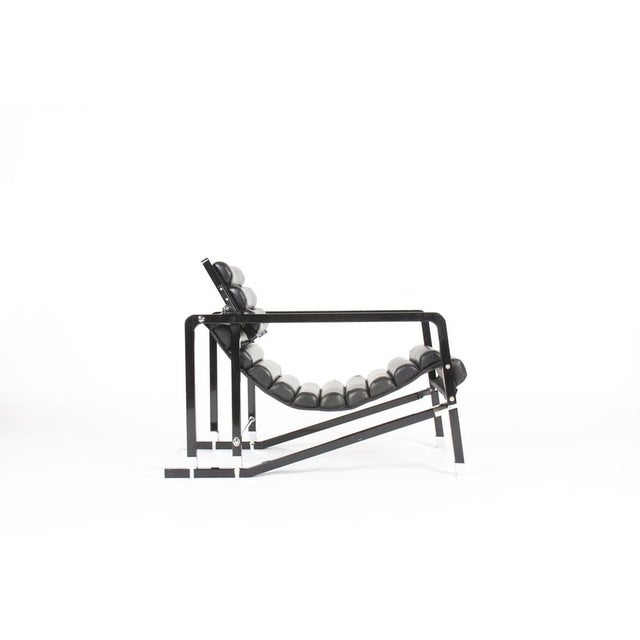 1980s Transat Lounge Chair in Black Leather by Eileen Gray for Ecart International, 1980s For Sale - Image 5 of 12
