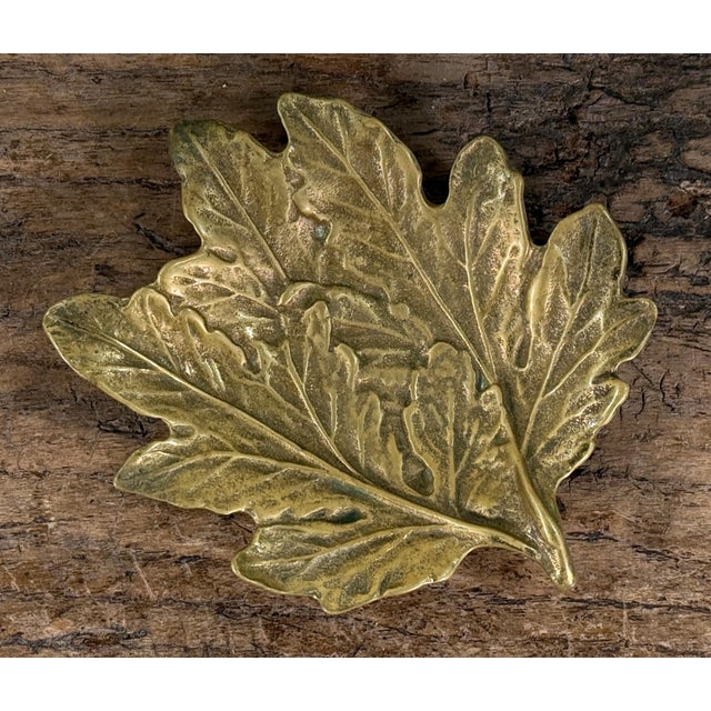 Virginia Metalcrafters Solid Brass Leaf Catchalls, Lotus, Violet & Chrysanthemum - Set of 3 For Sale - Image 10 of 17