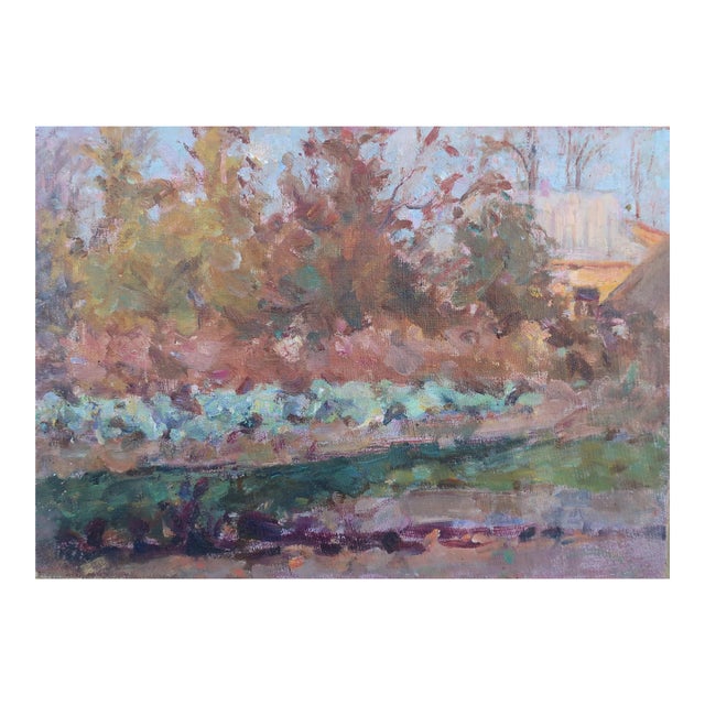 Vintage Ukrainian Impressionist Painting, Rural Autumn Landscape, 1970s 22-30 For Sale
