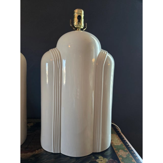 Art Deco Cream Table Lamps - A Pair For Sale - Image 18 of 18