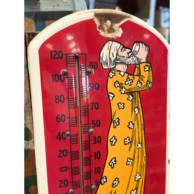 Antique Hills Bros. Coffee Porcelain Thermometer Sign c.1915 For Sale - Image 4 of 10