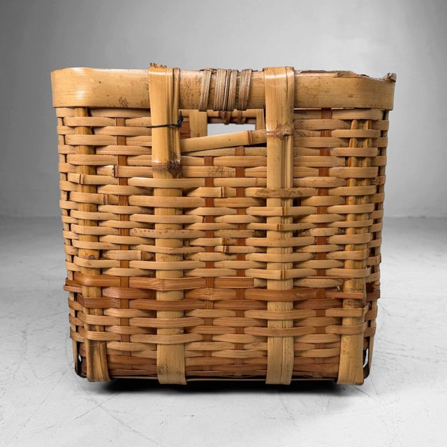 Wood Vintage Japanese Bamboo Harvest Basket, 1960s For Sale - Image 7 of 10