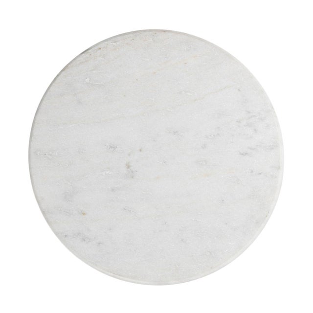 2020s Deco White Marble & Nickel End Side Table For Sale - Image 5 of 9