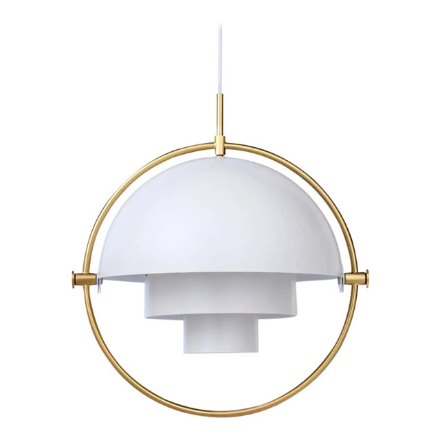 Louis Weisdorf 'Multi-Lite' Pendant Lamp in White and Brass For Sale