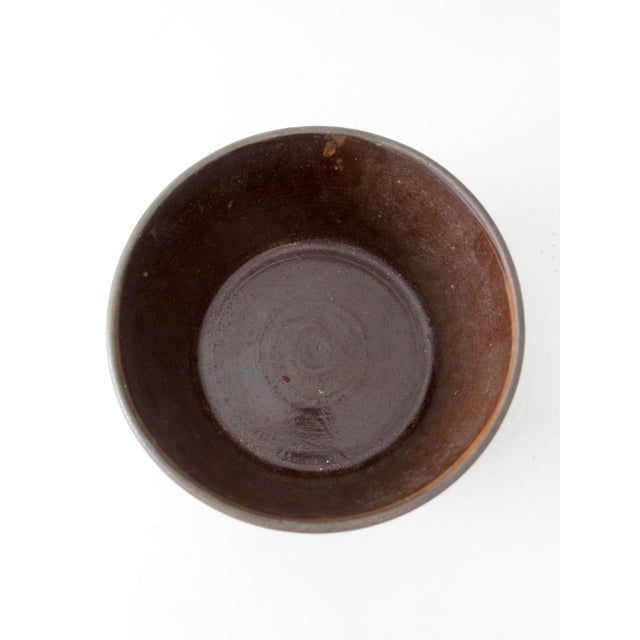 Ceramic Antique American Stoneware Mixing Bowl With Brown Glaze For Sale - Image 7 of 14