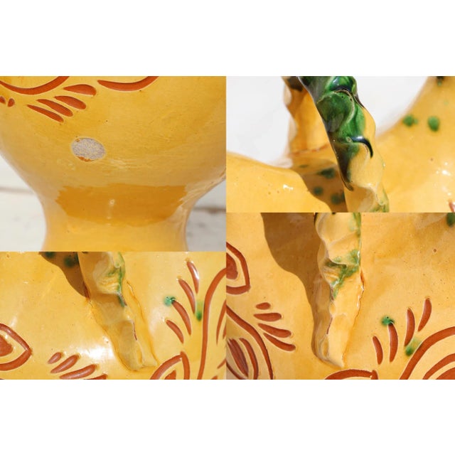 1900s Portuguese Rooster Earthenware Aquamanile For Sale - Image 10 of 13