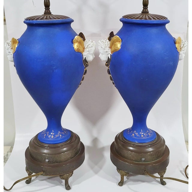 Pair French Early 19th C Paris Porcelain Vases as Lamps by Nast Dagoty For Sale - Image 4 of 13