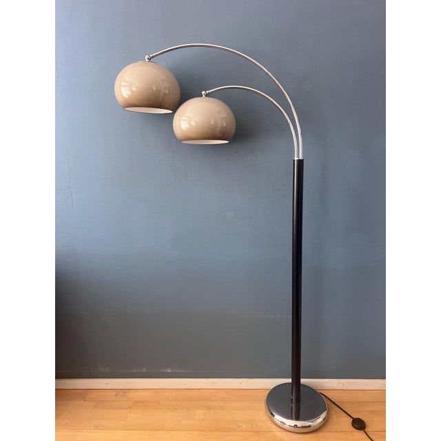 Mid-Century Double Arc Mushroom Floor Lamp from Dijkstra For Sale - Image 6 of 13