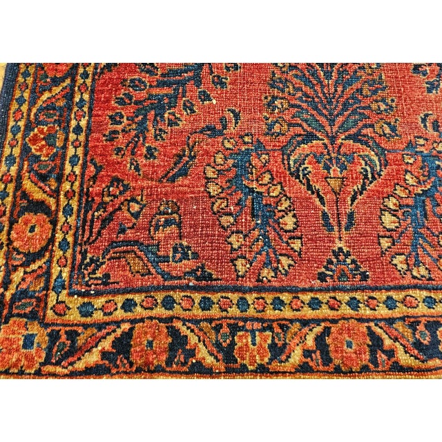 Antique Lilian Accent Rug, Hand-Knotted Wool, Allover Floral Pattern, Red & Navy, 2x4 For Sale - Image 9 of 13