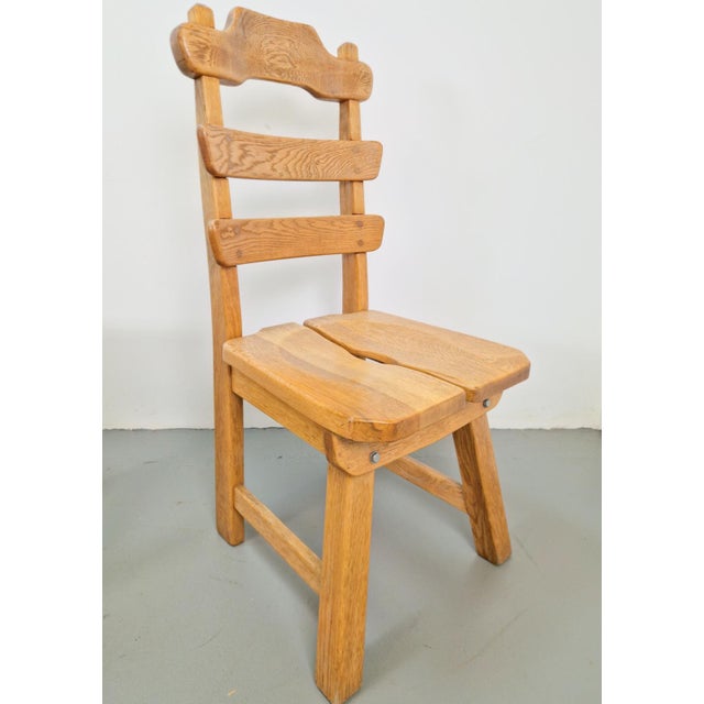 Dutch Brutalist Dining Chairs with Ladder Backrests in Oak, 1960s, Set of 4 For Sale - Image 10 of 12