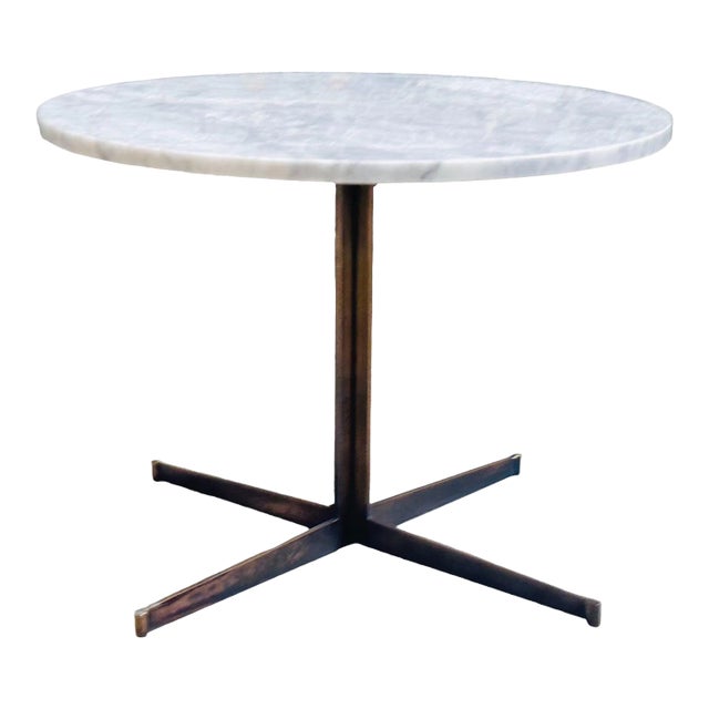Calacatta Marble and Solid Bronze Base Side/End Table, 1970 For Sale