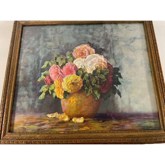 1940s Large Floral Mirrored Wooden Jewelry, Trinket or Stationary Box For Sale - Image 6 of 12