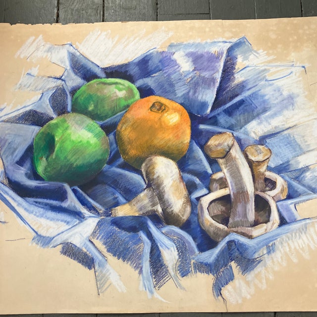 Original 18 x 24 pastel on aged & stained paper unsigned unframed