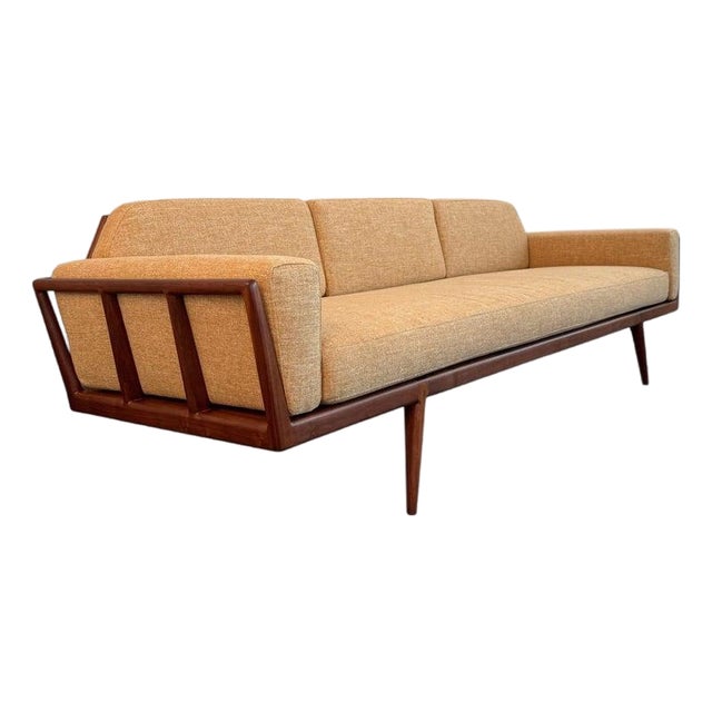Mid-Century Modern Walnut "Rail Back" Sofa by Mel Smilow for Smilow-Thiell For Sale