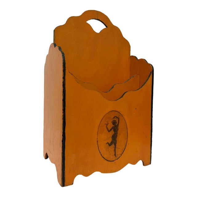 1970s Aged Vintage Magazine Holder With Greek Inspired Motif For Sale