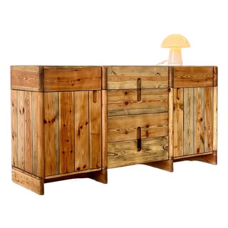 1970s Silvio Coppola Solid Pine Buffet for Fratelli Montina, Attributed For Sale