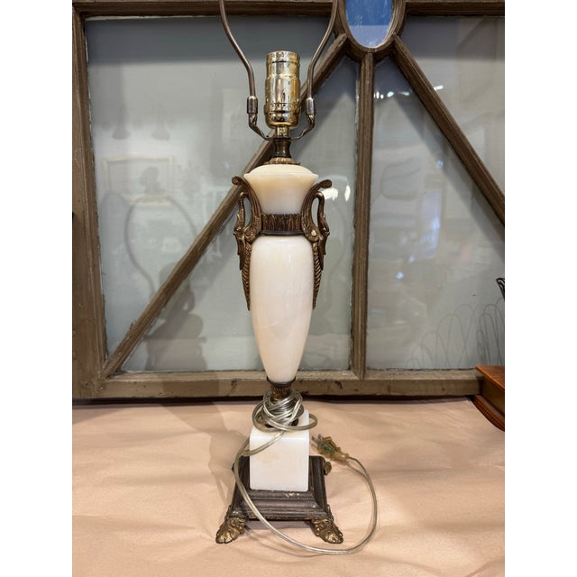 Mid 20th Century Mid 20th Century Vintage Alabaster Lamp For Sale - Image 5 of 7