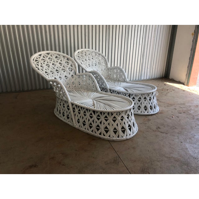 Vintage Rattan Peacock Chaise Lounge Chairs a Pair Chairish