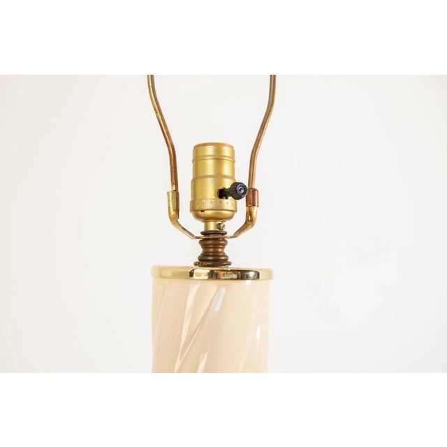 Tomasso Barbi Style Floor Lamp White Ceramic and Brass 1970's For Sale - Image 12 of 13