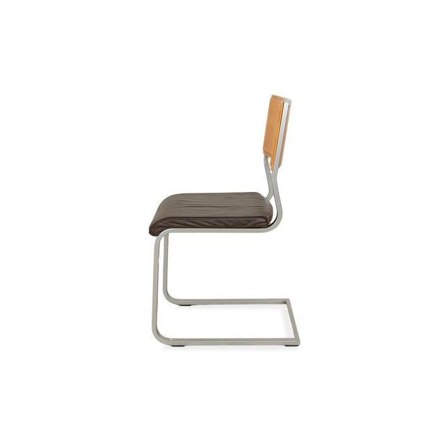 Set of 6 Wöstmann Leather Chairs, Brown Core Beech, Cantilever For Sale - Image 10 of 12