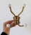 Vintage brass and white porcelain 4-hook wall mount coat and hat hanger, made in Taiwan. Minor age wear. Hardware not...