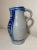 Blue Antique 1800's Handmade Stoneware Salt Glazed Pitcher Pottery Jug Vase Handle For Sale - Image 8 of 8