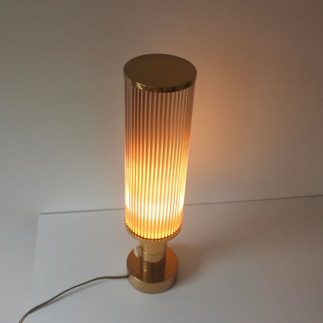 Mid-Century Modern Vintage Art Deco Lamp Glass Rods Brass Dimmer Switch For Sale - Image 3 of 10