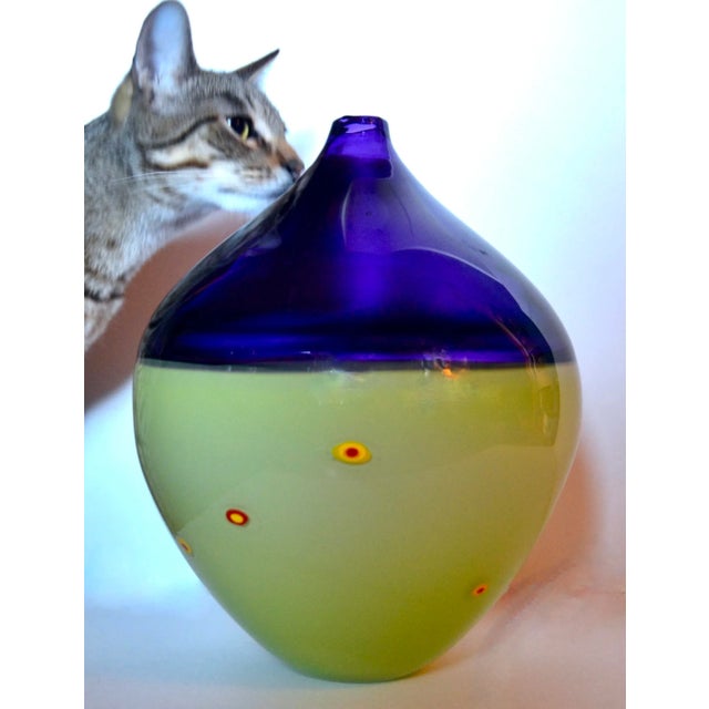 1990s Studio Art Glass Vase With Millefiori Signed and Dated 1999 For Sale - Image 5 of 5