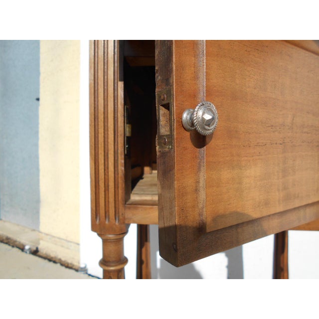 1950s Louis XVI Style Walnut Bedside Table, 1950s For Sale - Image 5 of 15