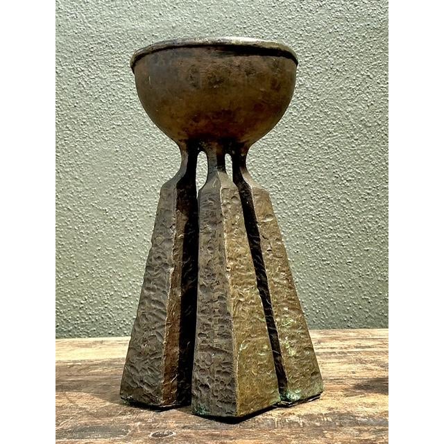 Bronze Vintage Hammered Bronze Chalice For Sale - Image 8 of 12