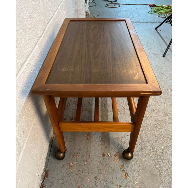 Mid-Century Danish Style Teak Slatted Rolling Cart For Sale - Image 9 of 12