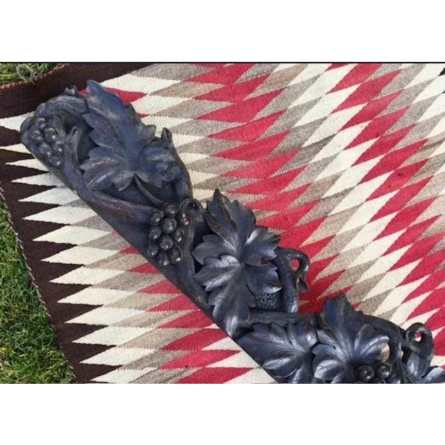 Early 1900s Black Forest Carved Wood Cornice, Grape Relief For Sale - Image 4 of 9