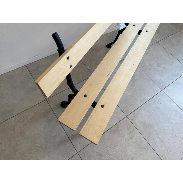 Wood Country-Style Garden Bench in Iron For Sale - Image 7 of 9