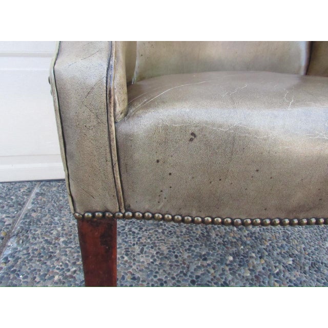 Early 19th Century Antique English George LLL Leather Wingback Armchair For Sale - Image 5 of 18