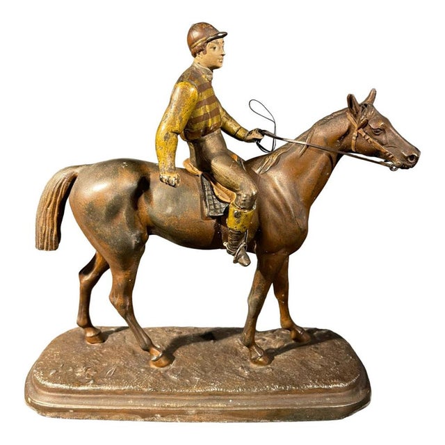 Equestrian Horse Jockey Statue in Polychrome, 1890s For Sale - Image 14 of 14