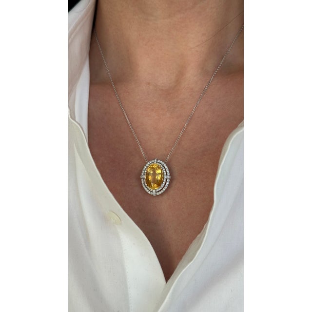Natural Finely Faceted Quality Citrine and Diamond Necklace 18 inch and set in 14k Gold with 11.93 TCW Certified $5,950...