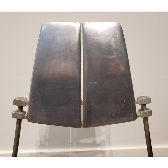 Postmodern 1980s Attributed to Robert Josten Aluminum and Cherry Postmodern Industrial Dining Chairs Set of 8 For Sale - Image 3 of 11