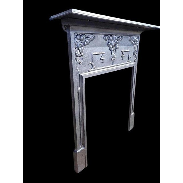 19th Century Antique Edwardian Art Nouveau Cast Iron Fireplace Mantel Surround, 1890s For Sale - Image 5 of 18
