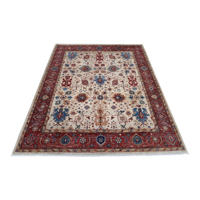 Ivory Persian Ziegler Hand-Knotted Wool Rug - 8' X 9'9" For Sale