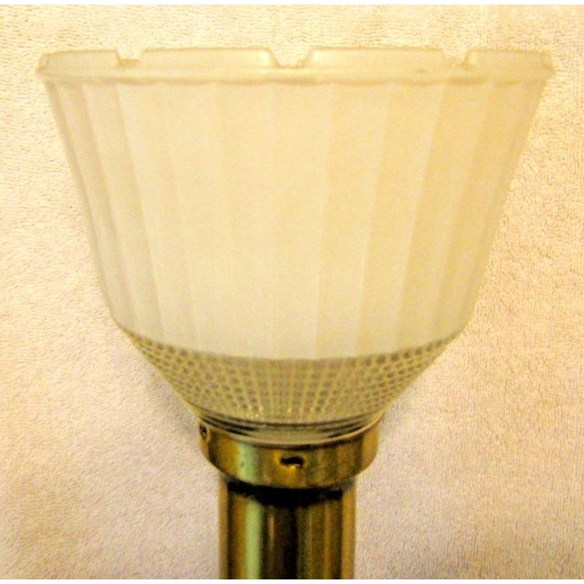 These Vintage Reticulated Three Ball Tall Buffet Lamps with Milk Glass Shades attributed to Stiffel are a stunning...