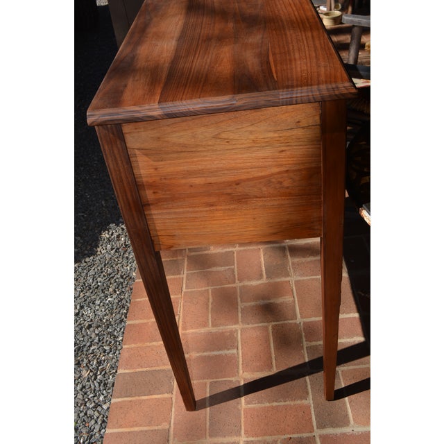 Contemporary 1980s Vintage Wooden English Tall Legged Cabinet or Desk W/ 3 Drawers & Carving For Sale - Image 3 of 12
