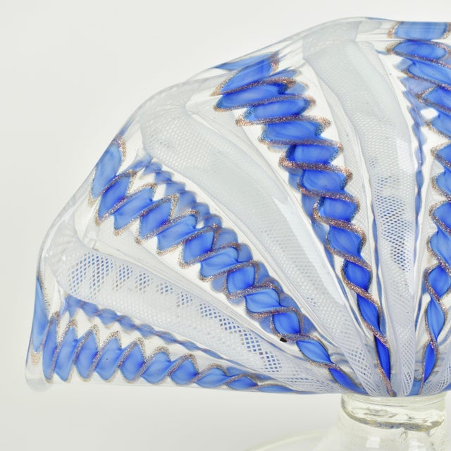 Hollywood Regency Vintage Murano Glass Latticino Letter Napkin Holder Cornflower Blue For Sale - Image 3 of 6